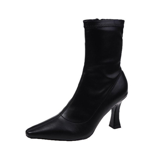2024 New Spring New High Heel Short Boots Korean Style Internet Celebrity Slim Boots Pointed Toe Stiletto Heel OL Commuting Ankle Short Women's Boots
