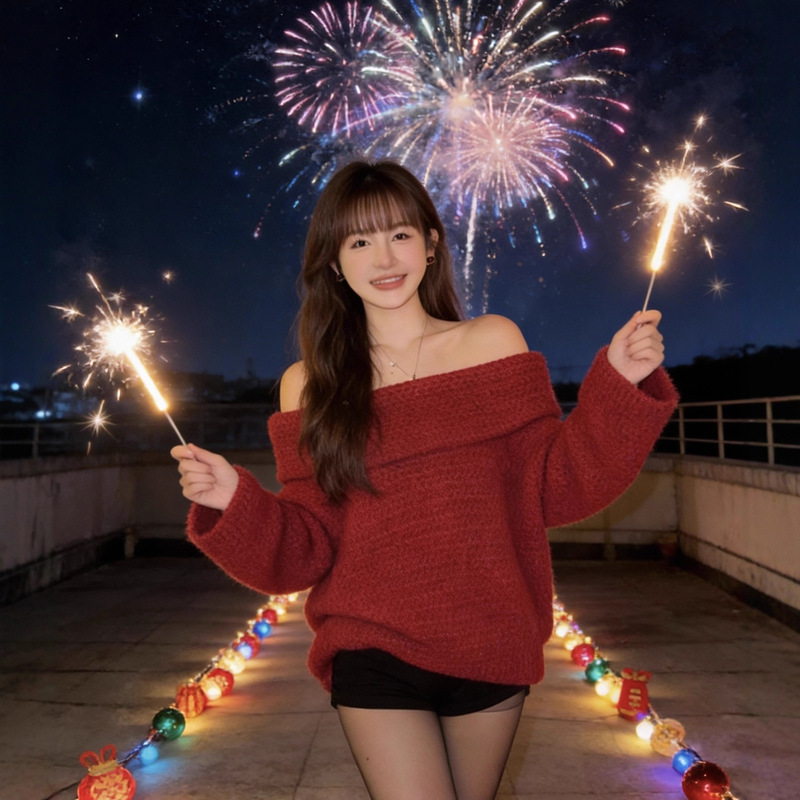 Spring Outfit Retro Red Off-Shoulder Christmas Sweater for Women, Trendy New Spring Style with a Lazy Design Top