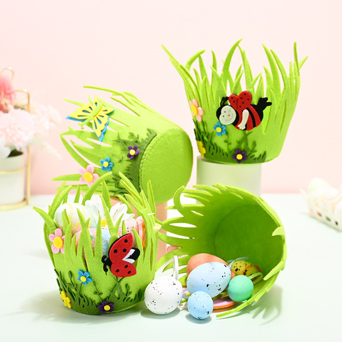 Cross-border new product Hao Bei Easter decorations non-woven round basket Easter decoration ornaments
