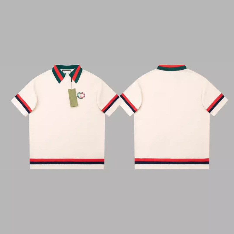 Test Version 2024 Summer New G Family Woolen Short-sleeved G Home polo Shirt with Double G Overcome the Chest, Correct Version polo Shirt