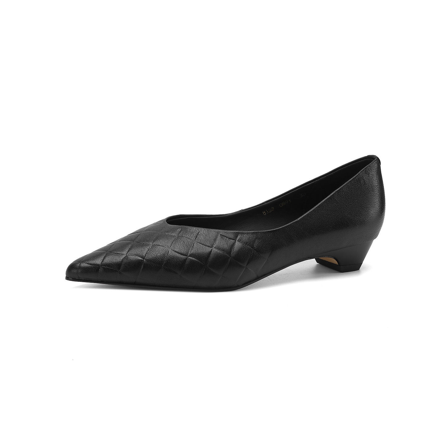 Giày đơn nữ mũi nhọn da cừu bện gót thấp 2.5cm phong cách Hàn — màu nâu chi tiết 25