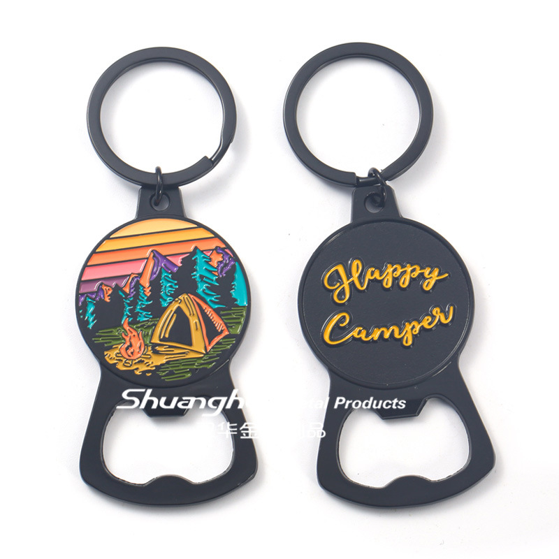 Abridor de botellas de metal personalizado multi-funcional vino cerveza abrebotellas pintura personalizada llave colgante abrebotellas