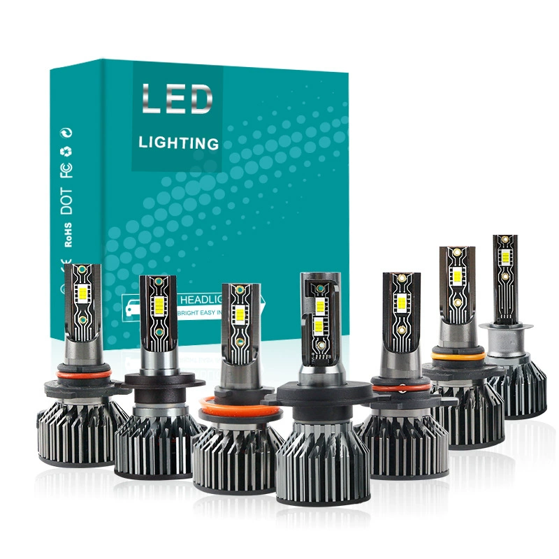 跨境汽车led大灯h4大功率车灯自带聚光切线通用h7前大灯厂家批发