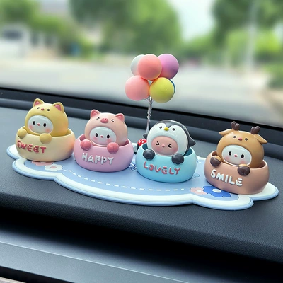 Car Ornaments, Cute Shaking Head — Car ornaments - cheese-meow-pink-pig-blue-penguin-milk-coffee-deer-mini-colorful-balloon-ornaments-large-mo-blue-cushion