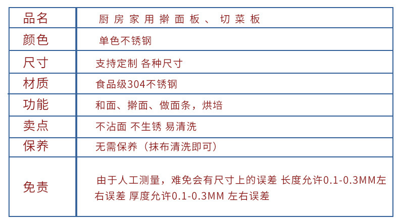 不锈钢加厚双面砧板擀面揉面板家用 切水果切菜板厨房用品代发详情7