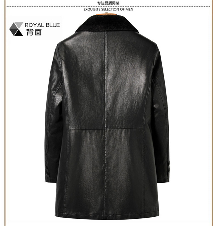 Genuine Leather Jacket Men's Mid-length Coat Thickened Lamb Sheep