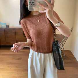 柜上2000+！小禾家清凉透气简约镂空短袖T恤天丝针织上衣女2025夏