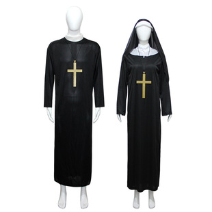 万圣节服装成人神父修女角色扮演黑色牧师服耶稣圣母玛利亚修女-阿里巴巴