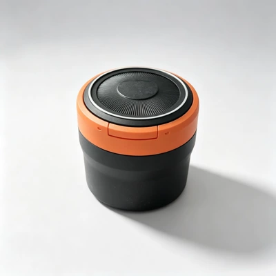 Car ashtray with light, trendy LED - black-and-orange-strap-can-be-customized-with-logo-h75outer-diameter-77mm