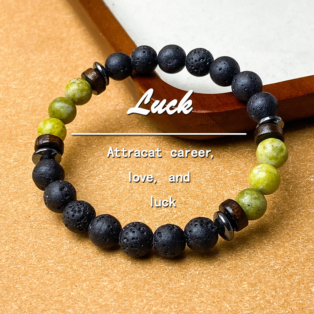 Temu Xiyin Tk Cross-Border Popular Bracelet Natural Volcanic Stone Peridot Lucky to Attract Career, Love and Good Luck
