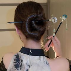 黑色桃木髮簪古風流蘇盤發髮釵女2023新款新中式簪子氣質髮飾頭飾