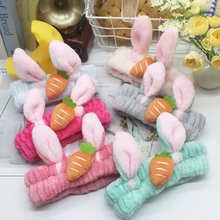 可爱兔子耳朵卡通发带女生洗脸敷面膜束发带毛绒绒少女发饰批发