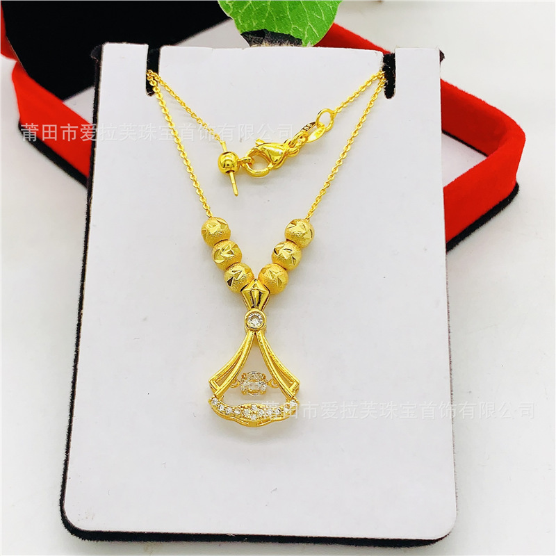New Five-Blessing Beads Ginkgo Leaf Fashion Necklace for Women Trendy Versatile Dynamic Fortune Beads Sweater Chain Jewelry Wholesale