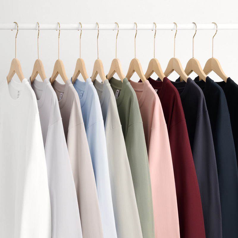 230 グラム秋と冬の新スタイル新疆コーマ綿白長袖 Tシャツメンズラウンドネックレギュラーソリッドカラーボトリングシャツ女性のトレンディなブランド|undefined