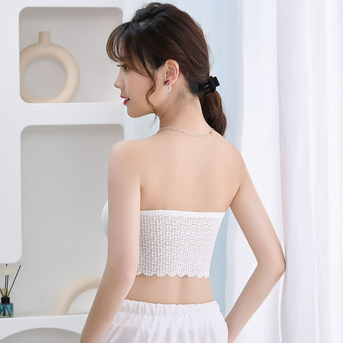 Seamless lace beautiful back tube top to prevent exposure, inner suspender belt, chest pad, wrapped chest strapless underwear for women, non-slip push-up
