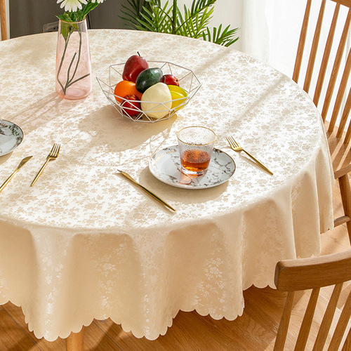 European-style tablecloth waterproof, oil-proof, anti-scalding fabric, no-wash hotel restaurant home round large round table tablecloth