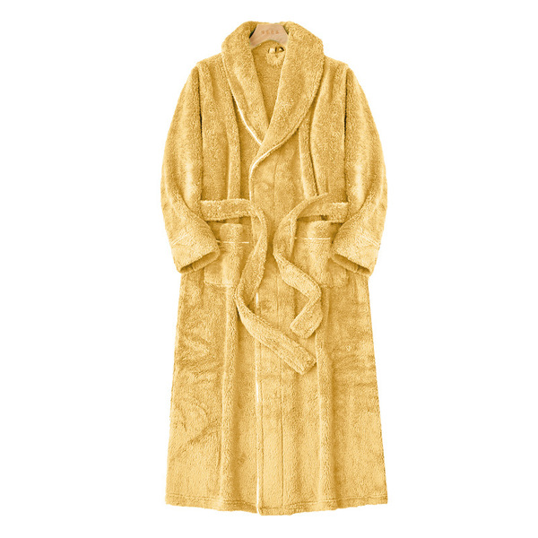 Long velvet winter men's flannel bathrobe