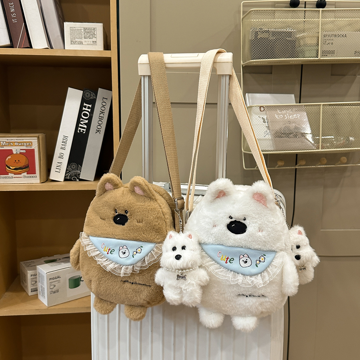 Cartoon perros niños y niñas bolsas de hombro lindas peludas bebés 2026 nuevas bolsas para niños transfronterizas