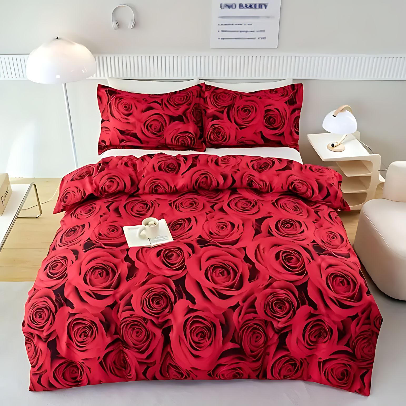 TEMU / JIT romántico rosa impresión digital 3D suave y cómodo conjunto de edredón fuente fabricante suministro directo transfronterizo