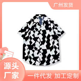 cityboy夏季小众夏威夷花衬衫男薄款海边衬衣沙滩休闲短袖半袖衫