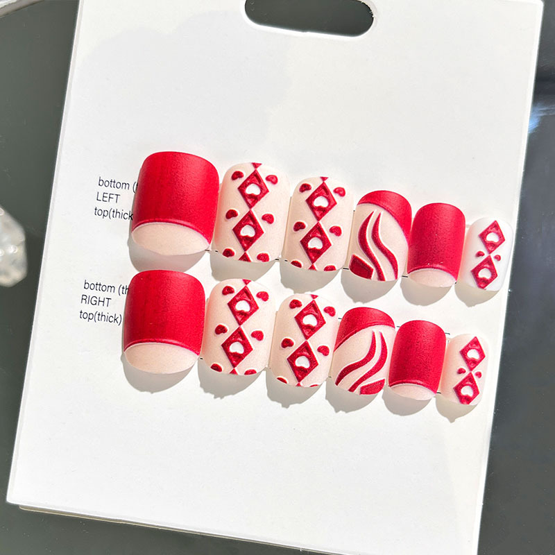 24 piezas de puntas de uñas postizas para adultos, estilo corto, uñas postizas en relieve, nuevas pegatinas de uñas, puntas de uñas tridimensionales