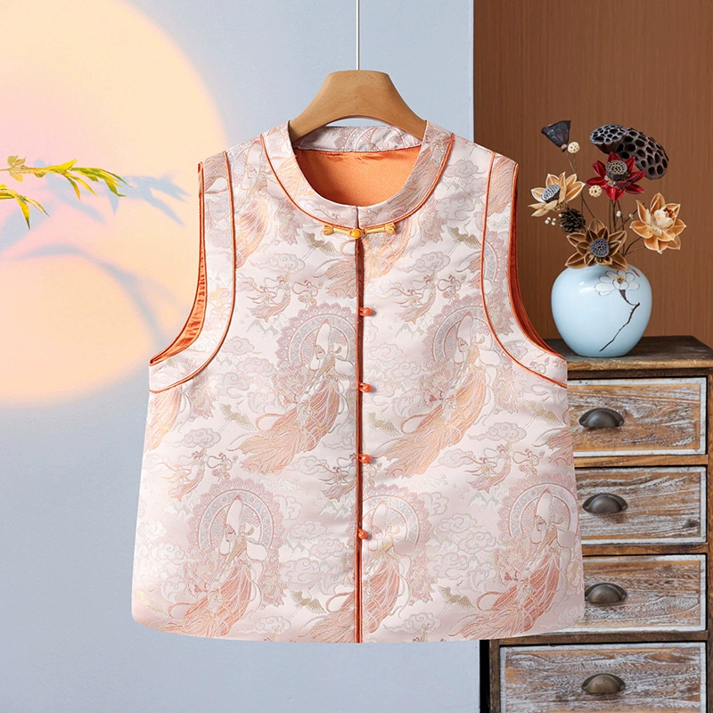 2025 национальный стиль китайский жаккардовый парча весна Дуньхуан ретро жилет с пряжкой новый жилетка
