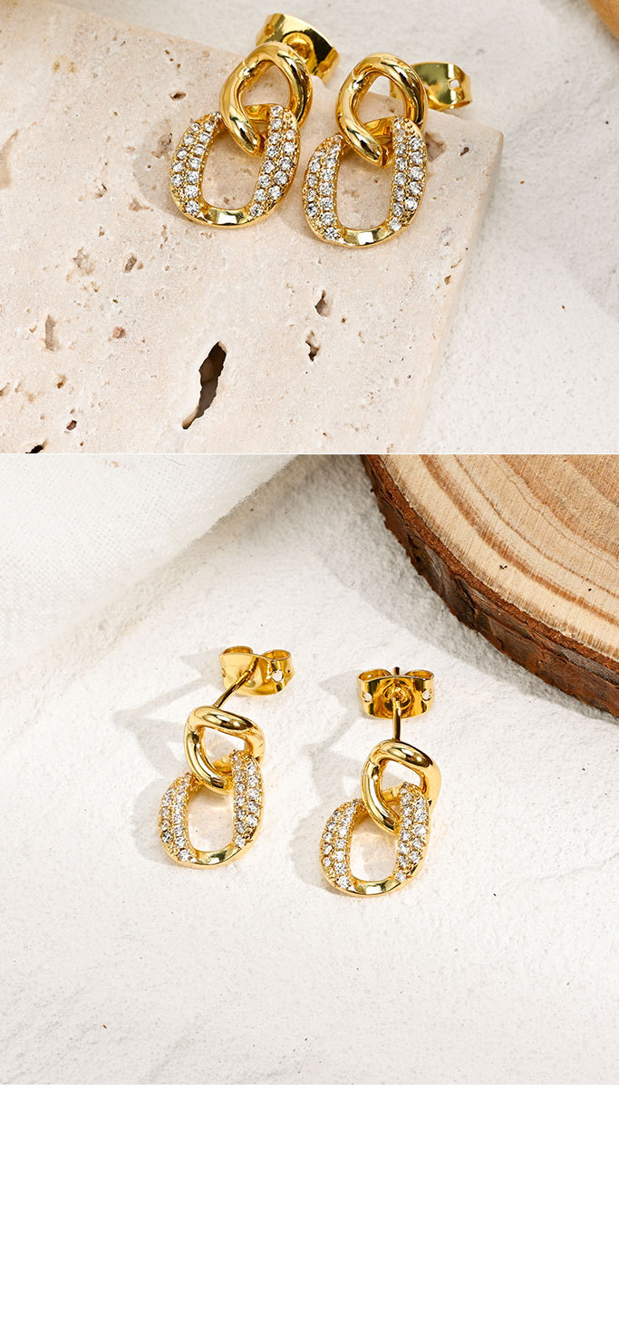 new brass plated 14k real gold geometric hollow cross earrings for womenpicture2