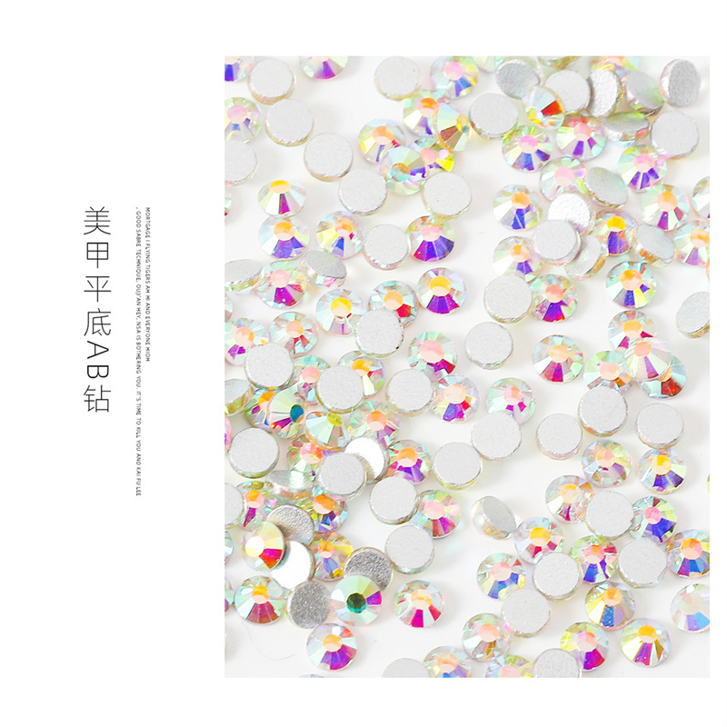 Accesorios de uñas diamante plano transparente AB diamante uñas taladro DIY decoraciones oro inferior plata inferior calidad rhinestone color mezclado diamante