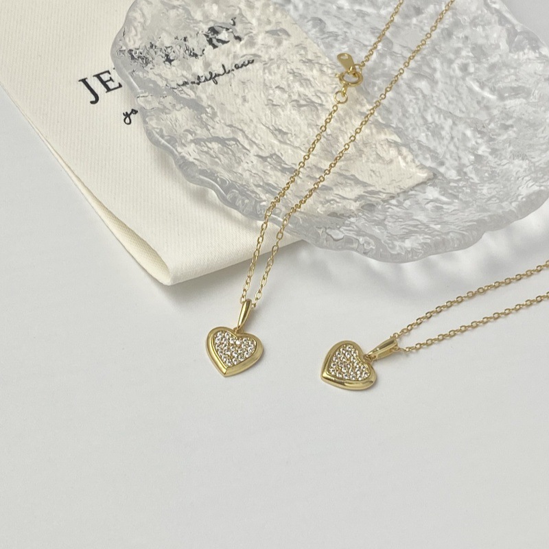 925 Sterling Silver Material 925 Sterling Silver Cable Chain Heart Shape Pendant Necklace