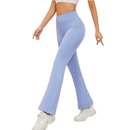 European and American seamless yoga bell-bottom pants for women with cross-waist tummy-tightening butt lift fitness quick-drying running sports casual yoga pants