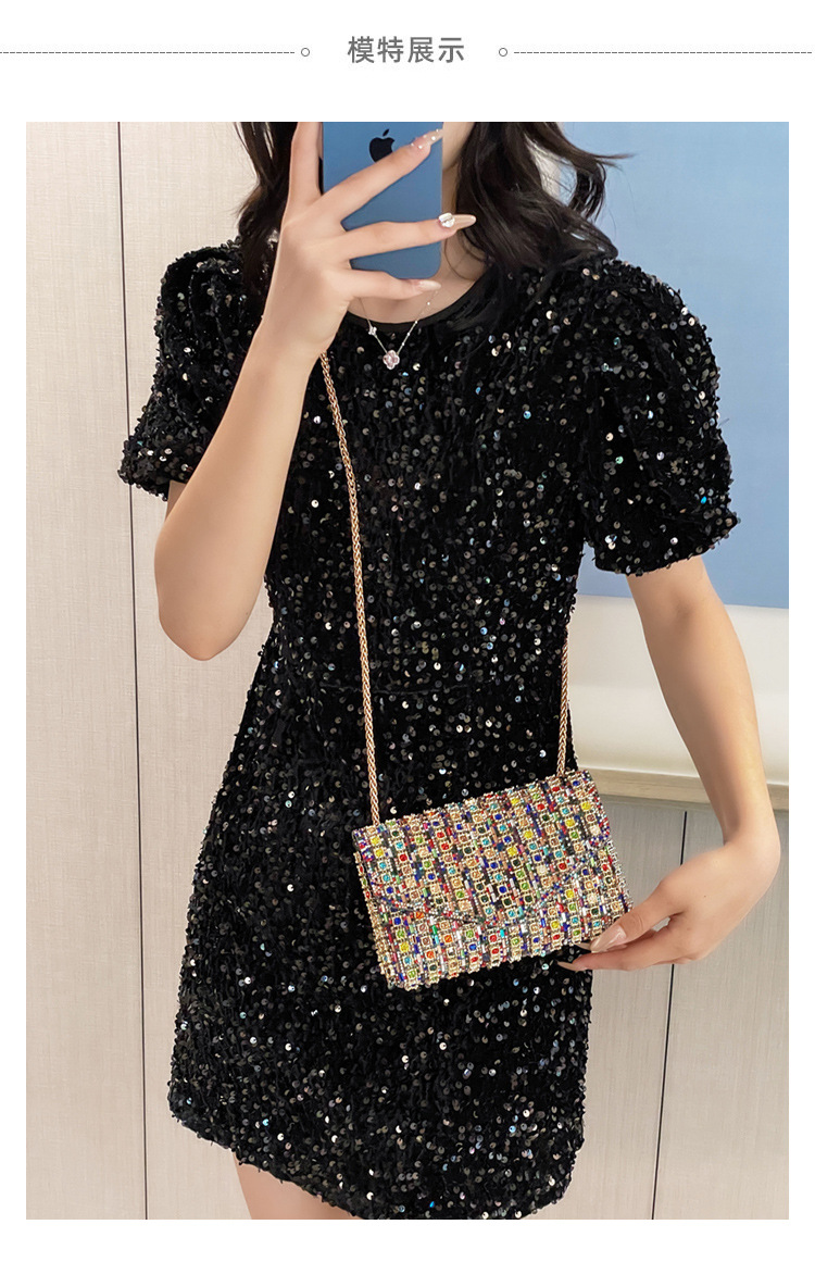 Cross-border bag bestsellers: Women's bag, chain, super shiny diamond-encrusted small square bag, crossbody bag, fashionable and versatile, socialite dinner bag Specification drawing