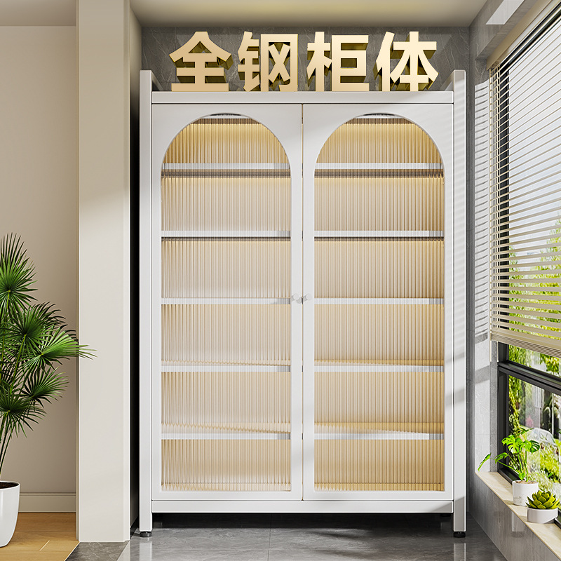 Household Steel Storage Cabinet Balcony Living Room Integrated Wall Storage Cabinet Kitchen Dustproof Sun Protection Sundry Storage Cabinet