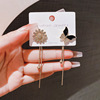 Silver needle, asymmetrical earrings, silver 925 sample, flowered