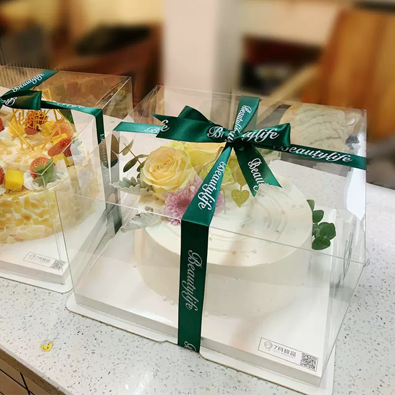 大号折叠透明10寸12寸生日蛋糕盒单层加厚烘焙包装西点甜品打包盒
