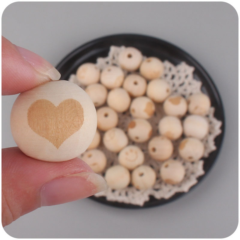 Nuevos suministros para bebés 18mm Hemu patrón cuentas redondas bebé chupete cadena teether pulsera juguete DIY Accesorios