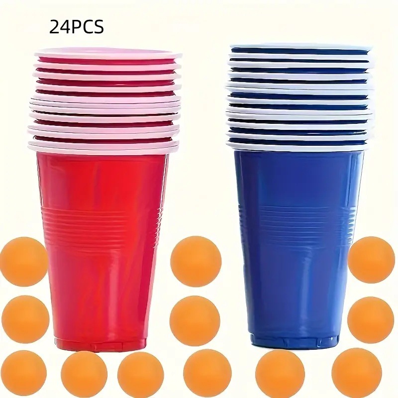 Copa de fiesta de tenis de mesa de cerveza americana Taza de plástico desechable 16oz Taza bicolor Taza Juego de fiesta Taza en solitario