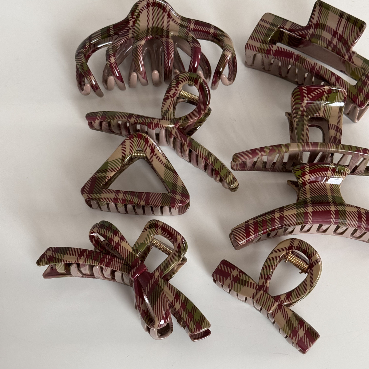 Christmas gift Light red green Christmas style grain grab clip high touch hair clip Temperament disc clip Shark clip hair accessories_voghion.com