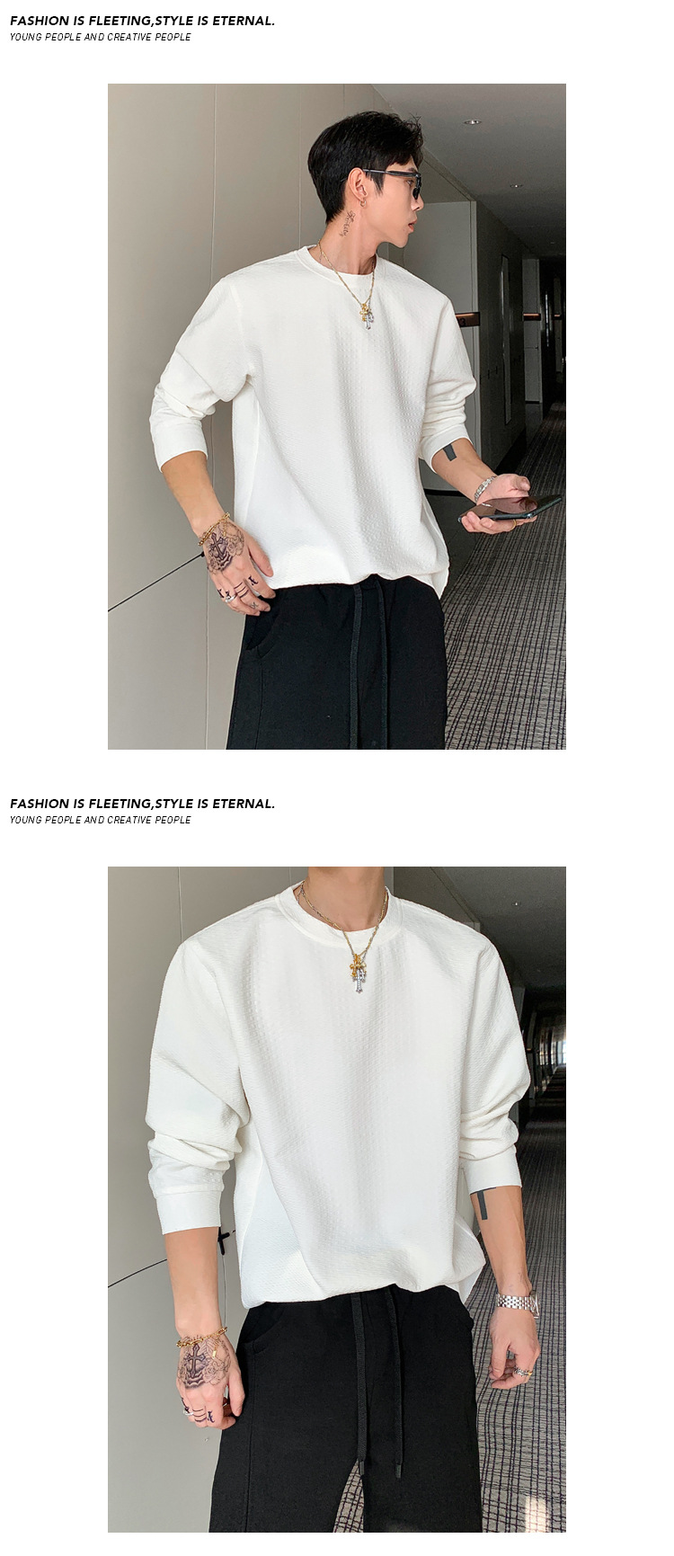 Jacquard Sweatshirt Für Herren Mit Rundhals Im Retro Look Langarm_voghion.com