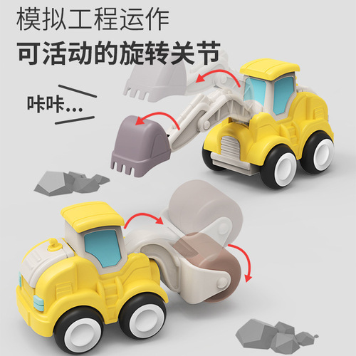 Cross-border children's push back engineering vehicle model simulation inertial excavator bulldozer boy engineering toy vehicle