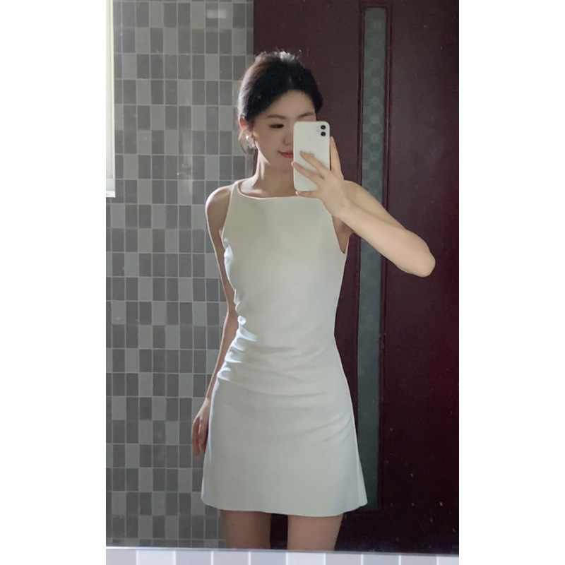 法式白色收腰无袖连衣裙女夏2025新款小个子超好看独特漂亮短裙子|undefined
