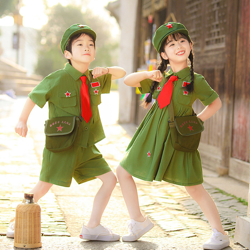幼儿园小红军表演服装儿童小学生六一男女童唱红歌大合唱演出服