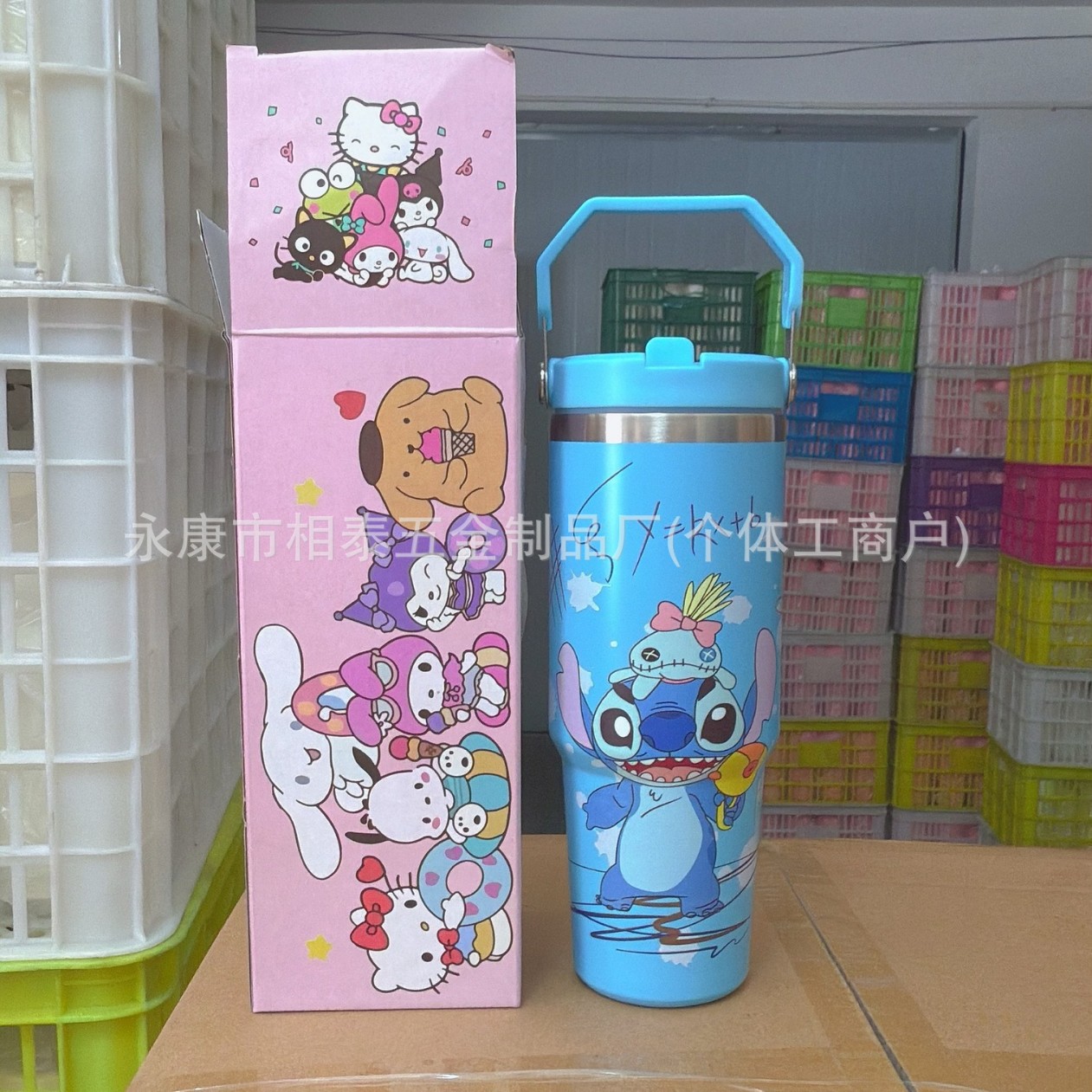 Taza termo de una sola bebida de acero inoxidable 304 con patrón Stitch con un lote de taza de automóvil de 30oz con un transportador portátil