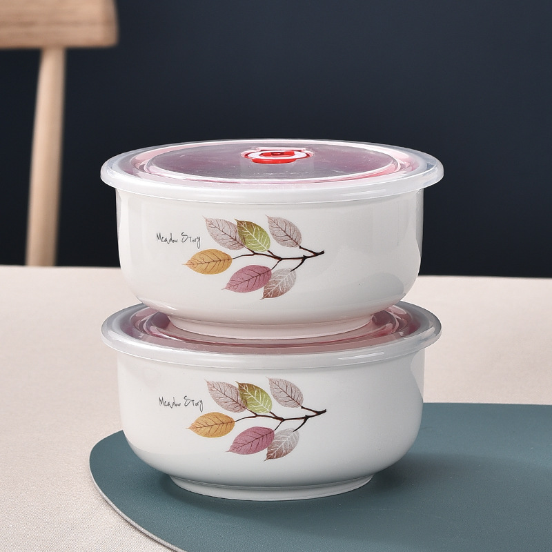 [Múltiples opcionales] cuenco de cerámica fresco cuenco de fideos de burbujas caja de almacenamiento de refrigerador microondas con cubierta sellada caja de almuerzo