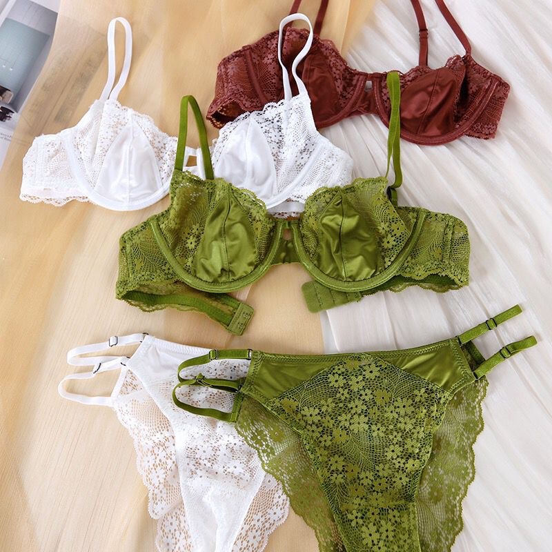 New French-Style Sexy Lingerie Ultra-Thin Satin Lace Bra for Large Busts to Appear Smaller, Anti-Sagging Young Women's Bra
