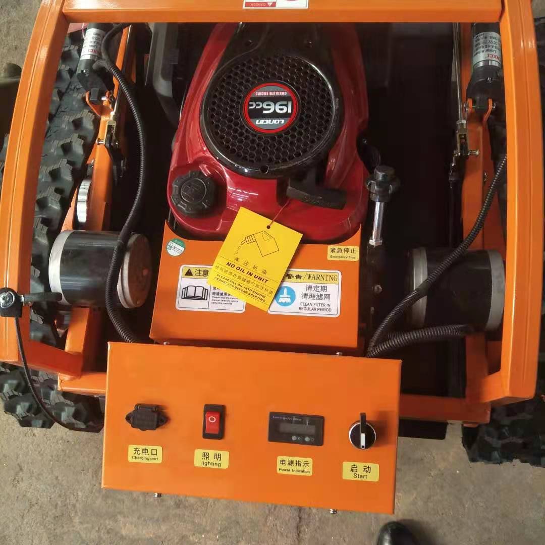 销售果园堤坡荒地杂草割草机小型汽油履带式除草机遥控行走剪草机