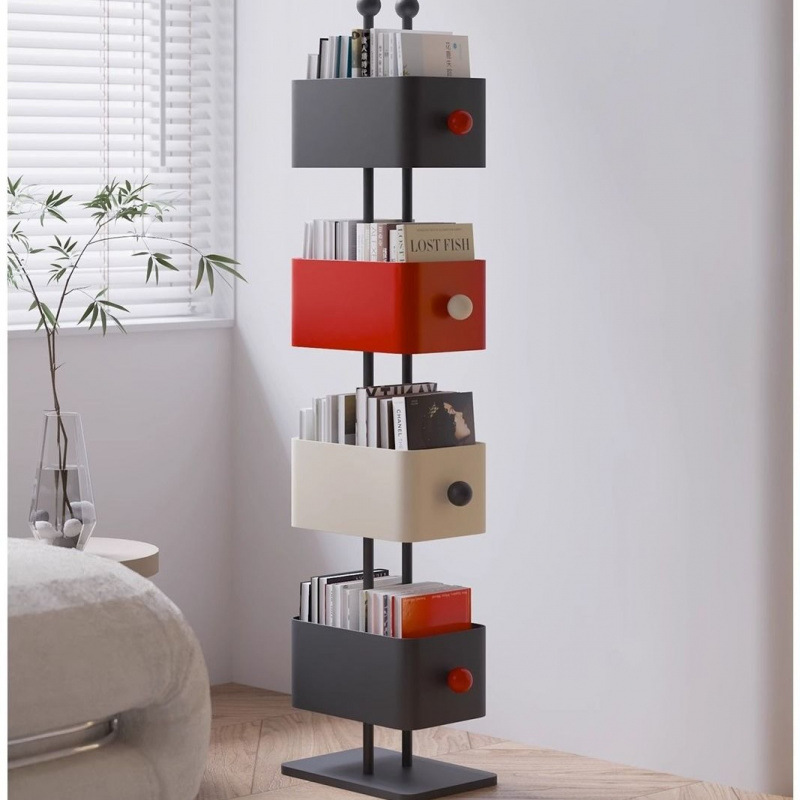 New Home Floor-Standing Multi-Layer Bookshelf Living Room Iron Storage Rack Corner Storage Cabinet Storage Display Cabinet Invisible Cabinet