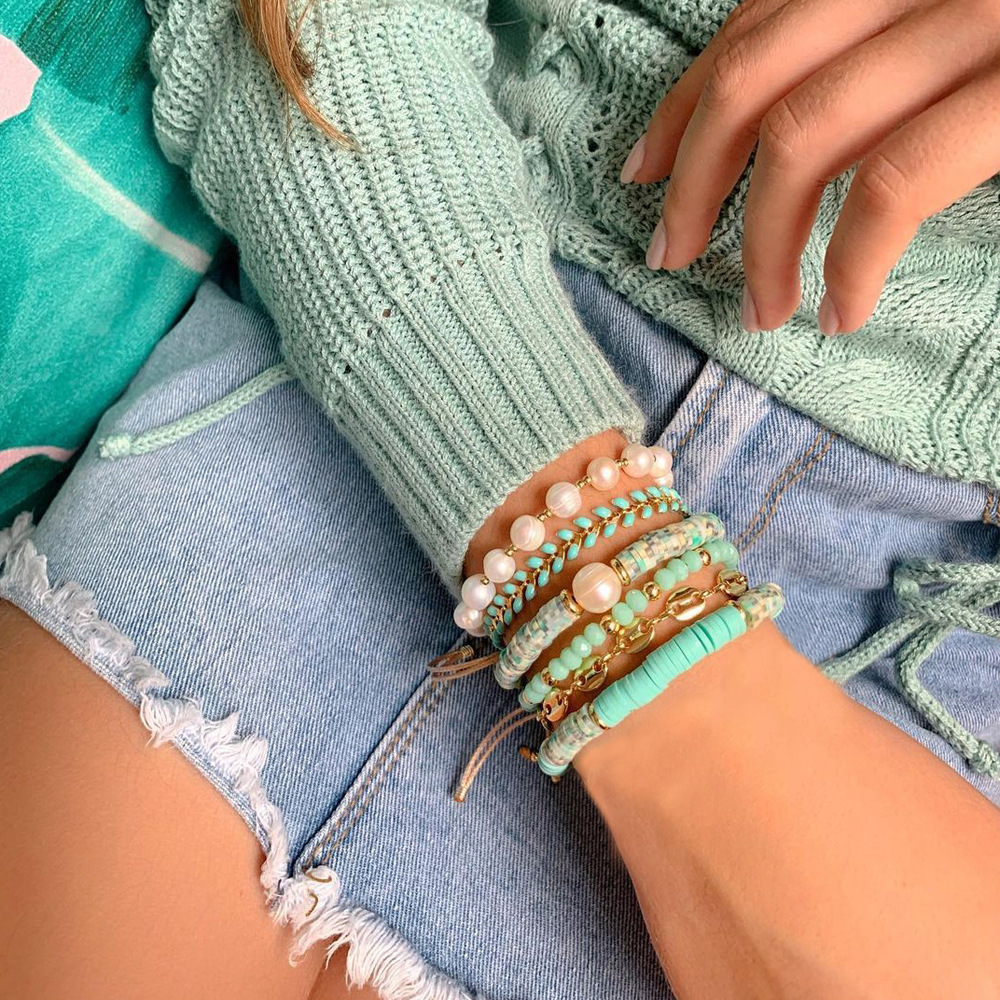 1 Piece 1 Set Casual Geometric Pearl Knitting Womenu0027S Bracelets