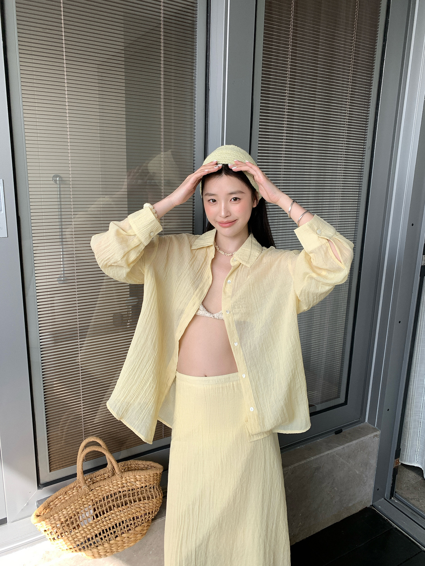 夢DT ETOLIE麻感日焼け止めシャツ上着女性長袖シャツカジュアル風百合軽薄エアコンシャツ