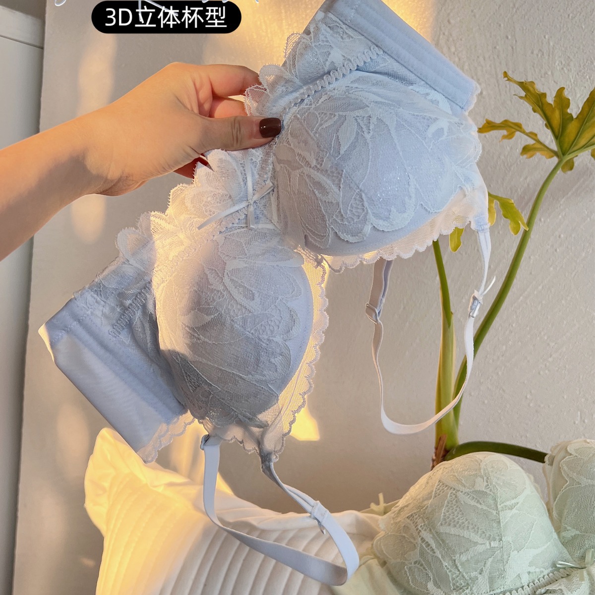 Y8073 encaje sexy Magnolia simple medio grueso soporte superior ropa interior pequeño pecho push up modal sujetador inalámbrico
