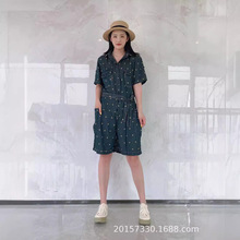 三月出品复古潮流波点牛仔背带短裤女2024夏新款百搭阔腿连体中裤